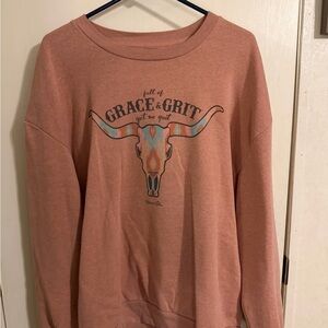 Grace & Grit Dusty Rose Graphic Crewneck Sweatshirt
